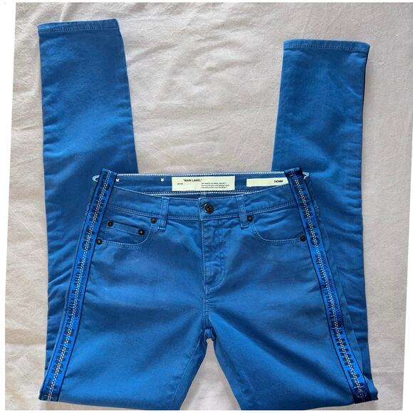 Authentic Off-White Bold Blue Skinny Jeans - Designer Streetwear Size 26 EUC - Picture 10 of 13
